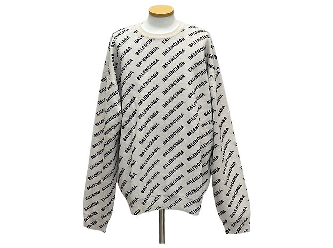 Balenciaga Strick mit Mini-Allover-Logo Silber