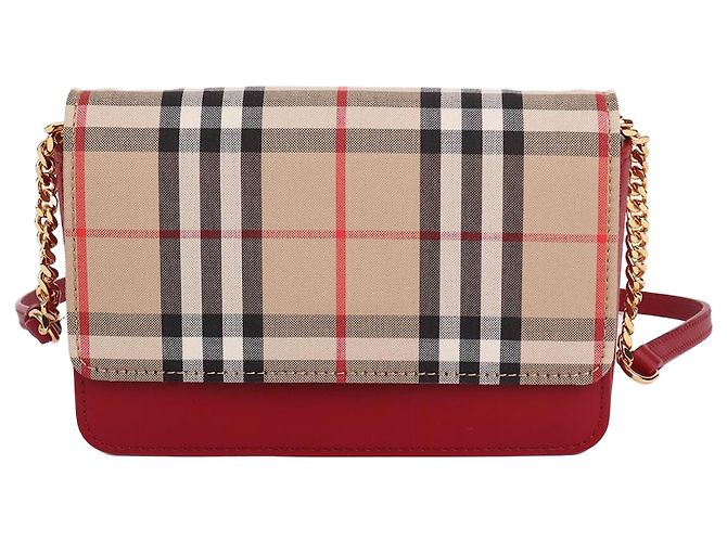 Burberry Mini sac à bandoulière à chaîne Vintage Check Red