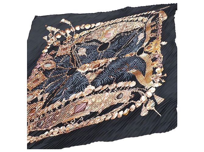 Hermès Sciarpa in seta plissettata Nero 