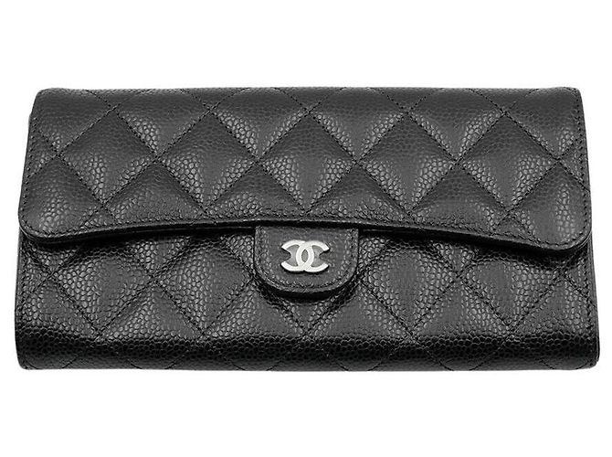 Chanel Caviar Long Wallet Black