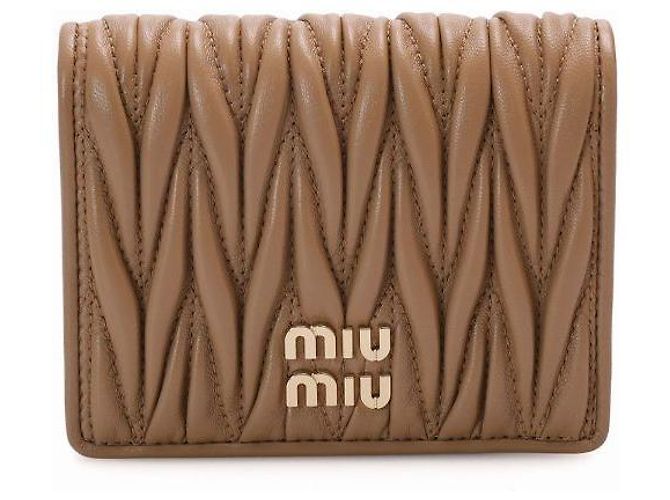 Miu Miu Matelassé Nappa Leather Wallet Brown