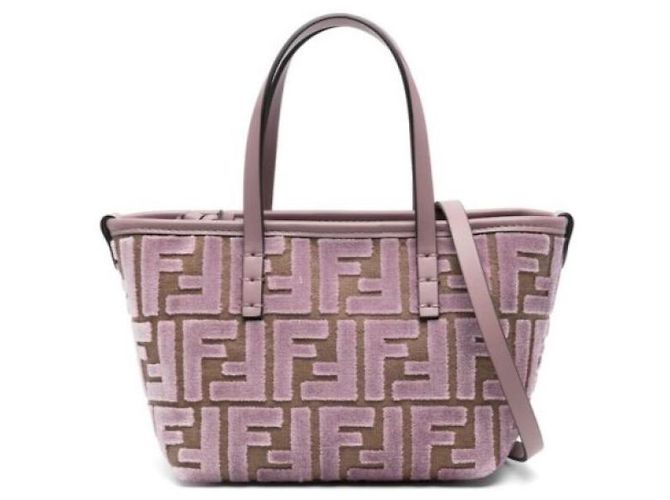 Fendi Borsa Roll Mini in jacquard di velluto FF Rosso