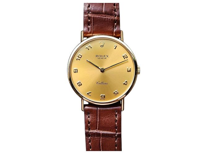 Rolex Orologio Cellini Selini Coin Unisex Medium Arabo Manuale Marrone