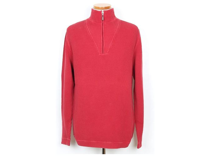 Brunello Cucinelli Strickpullover mit halbem Reißverschluss rot