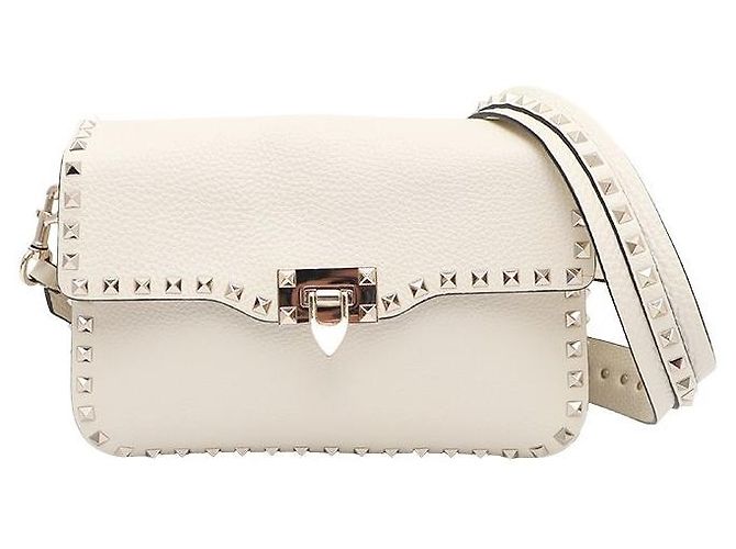 Valentino Bolsa de ombro e bolsa transversal com fecho dourado Branco