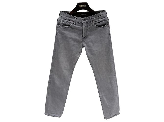 Tom Ford Suede Patch Slim Fit Denim Pants Brown