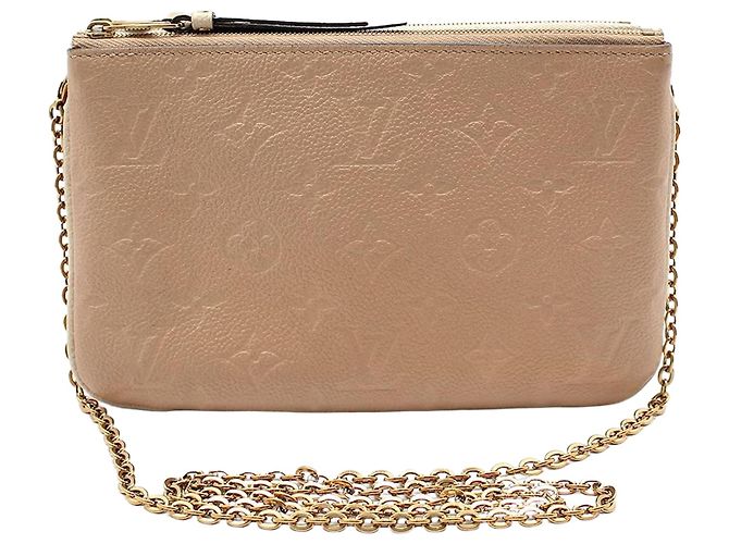 Louis Vuitton Bolsa Crossbody Pochette Double Zip Chain Monogram Empreinte Marrom