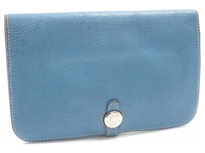 Hermès Hermes Dogon Duo Bi-fold Long Wallet Blue