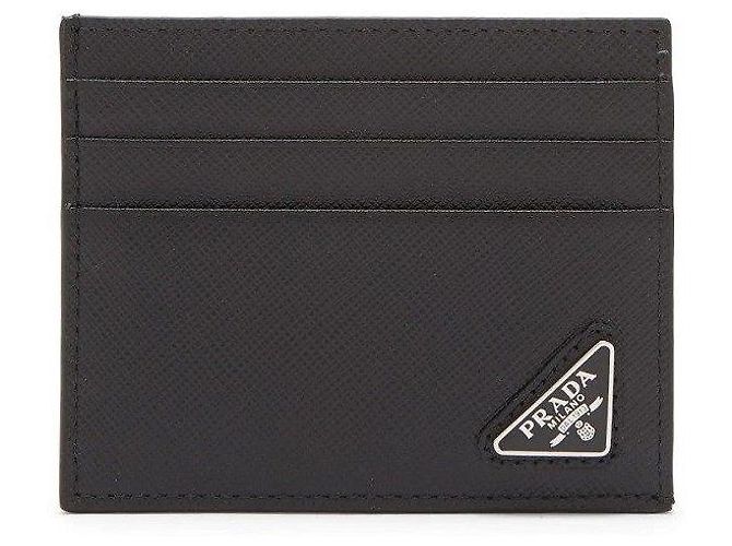 Prada Saffiano Leather Card Holder Black