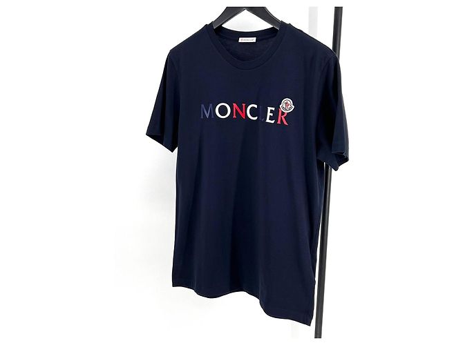 Moncler Logo Kurzarm-T-Shirt Navy Blau