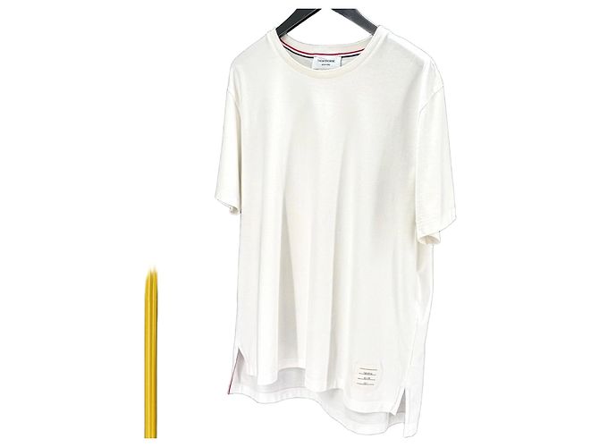Thom Browne T-Shirt mit kurzen Ärmeln und Tasche Weiß
