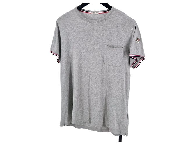 Moncler Kurzarm-T-Shirt mit Tasche Grau Braun