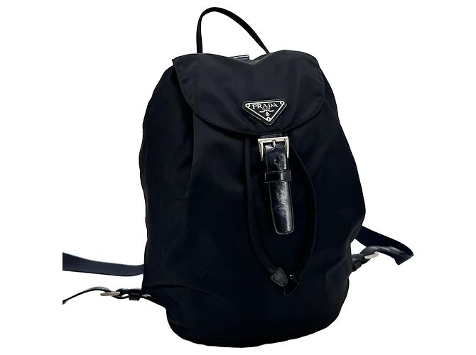 Prada Triangle Logo Nylon Tessuto Backpack Black