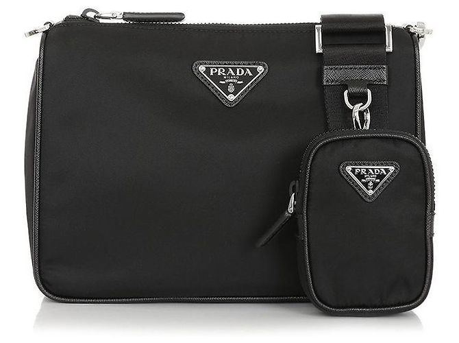 Prada Borsa a tracolla in Tessuto con logo Triangle