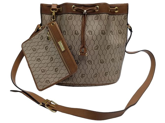 Dior Borsa a tracolla a secchiello Honeycomb Marrone