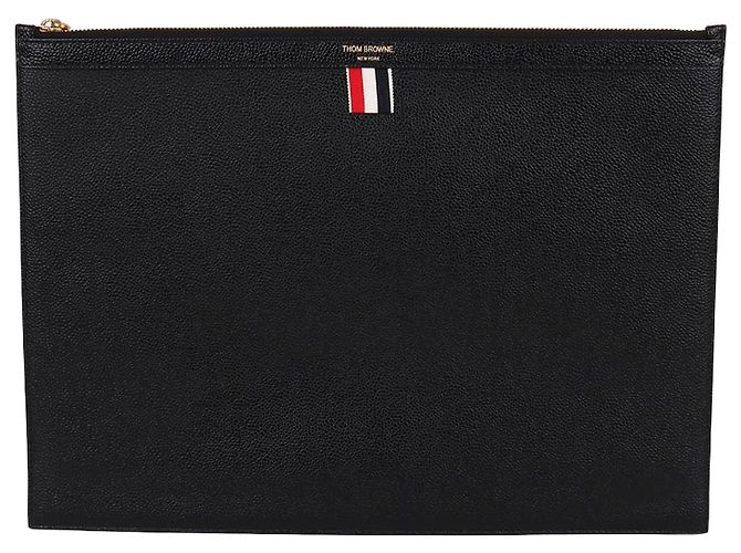 Thom Browne Three-stripe Black Gold-plated XL Clutch Bag