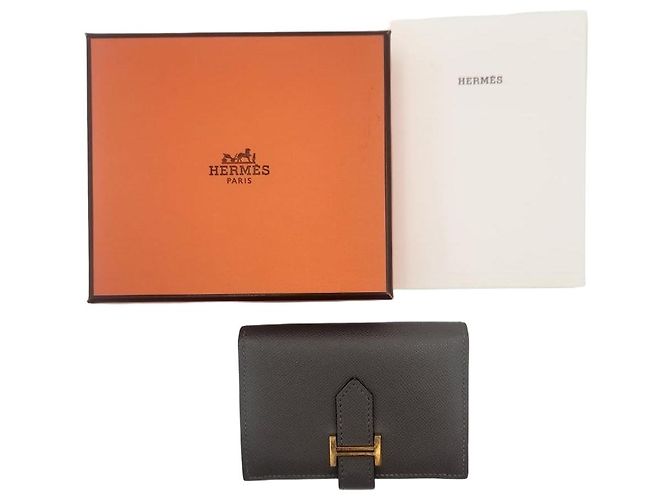 Hermès Bearn Wallet Gray Stamp Brown