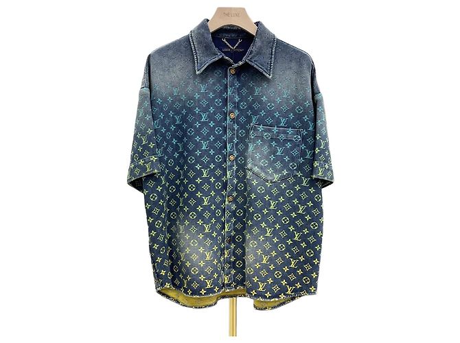 Louis Vuitton Camisa jeans de manga curta com monograma arco-íris Multicor