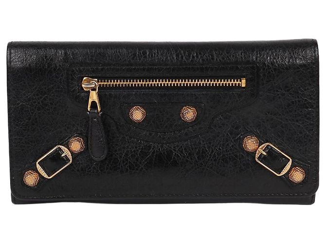 Balenciaga Giant Motor Leather Wallet Black