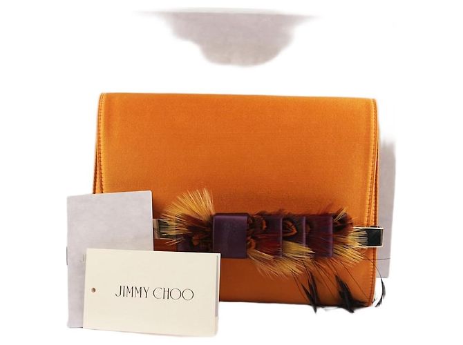 Jimmy Choo Clutch de couro com laço laranja