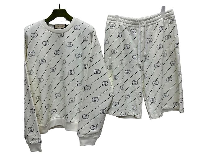 Gucci Stripe Interlocking Crystal Sweatshirt Silvery