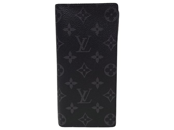 Louis Vuitton Monogram Eclipse Brazza Wallet Long Wallet Black