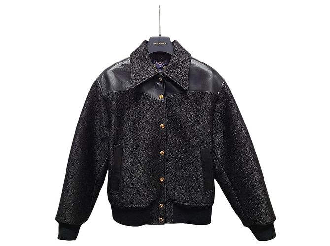 Louis Vuitton Black Glitter Monogram Bomber Jacket