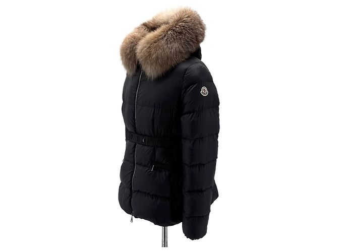 Moncler Jaqueta curta acolchoada de pele de raposa para mulher Multicor