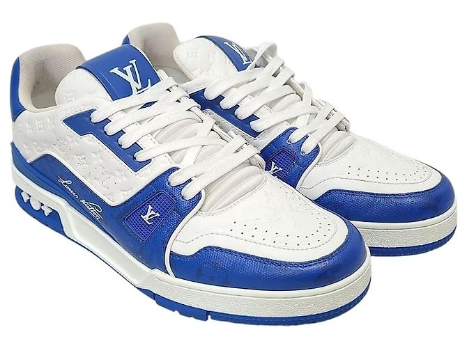 Louis Vuitton Blue LV Monogram Trainer Sneaker Blau