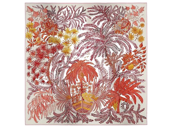 Hermès Sciarpa Le Jardin des Peintres Rosso