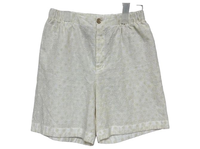 Gucci Short de algodón con bordado de flores GG Plata