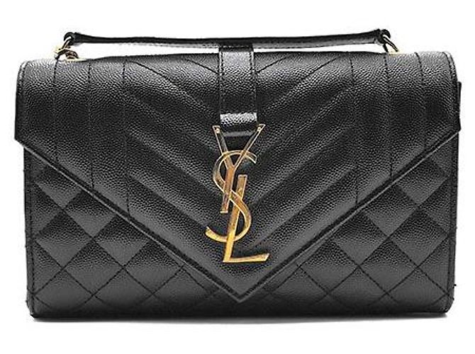 Saint Laurent Borsa a tracolla con catena Monogram Envelope Small Nero