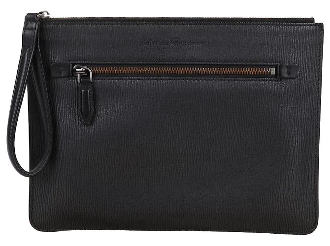 Salvatore Ferragamo Black Medium Strap Clutch Bag