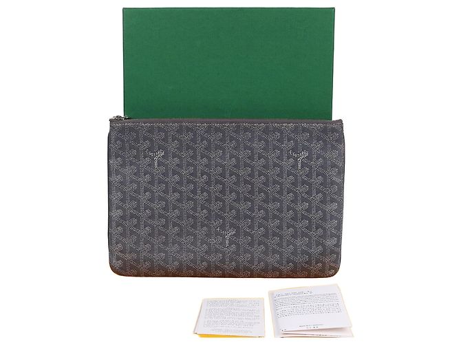 Goyard Special Grey Sena MM Medium Clutch Bag Brown