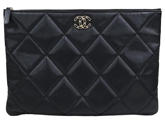 Chanel 19 Chanel Clutch Medium Black Gold Nero