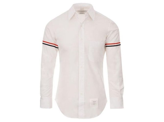 Thom Browne Camisa clássica em popeline de algodão com braçadeira Branco