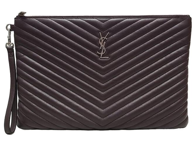 Saint Laurent Clutch Matelassé YSL bordeaux e argento Rosso