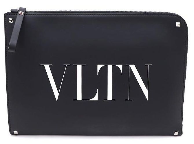 Valentino Portafoglio e clutch in pelle di vitello VLTN Document Case Nero