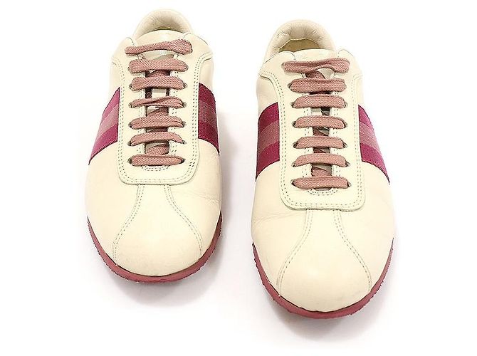 Gucci Sneaker basse WEB Icon in pelle beige da donna Marrone