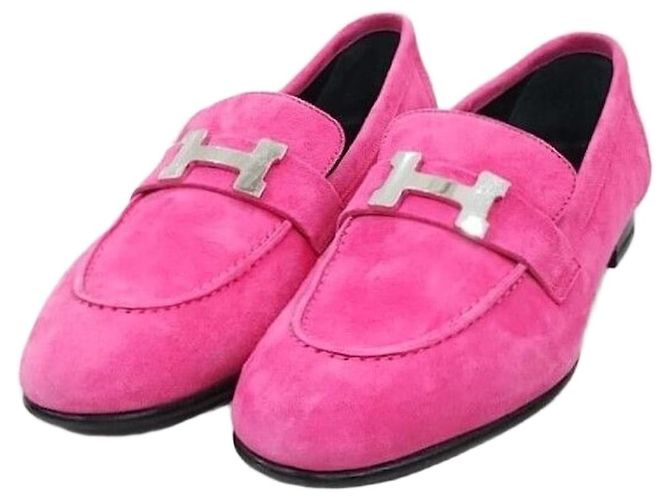Hermès Mocasines Suede Paris Rosa