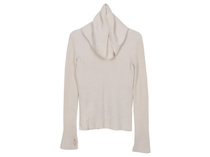 Hermès Strickwärmer aus Woll-Kaschmir-Mischung, Farbe Ivory, Größe Weiß