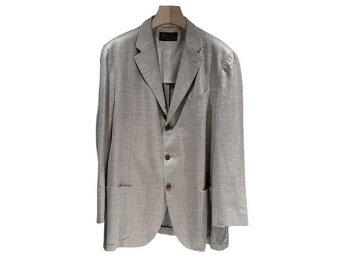 Loro Piana Light Glen Check Wool Jacket Blazer Brown