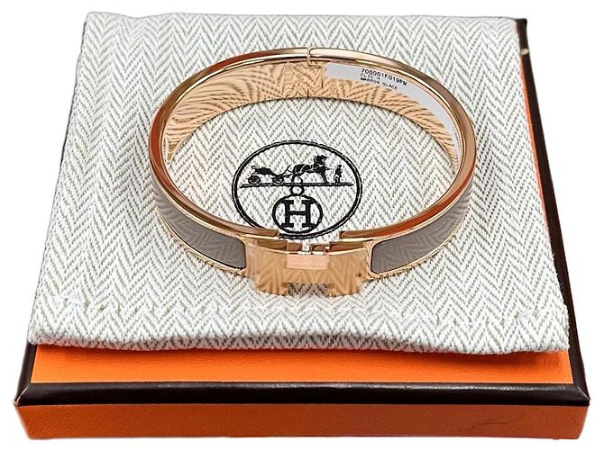 Hermès Pulsera Click PM Oro Rosa Maroon Glacé