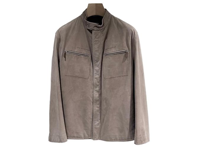 Hermès Suede Calfskin Bomber Jacket Brown
