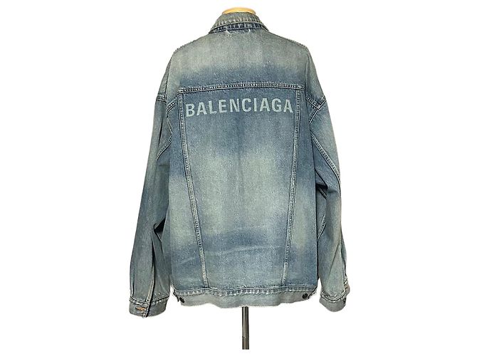 Balenciaga Logo Printed Denim Jacket Multiple colors