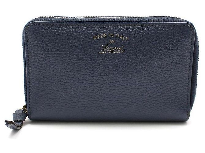 Gucci Swing Blue Leather Zip Wallet