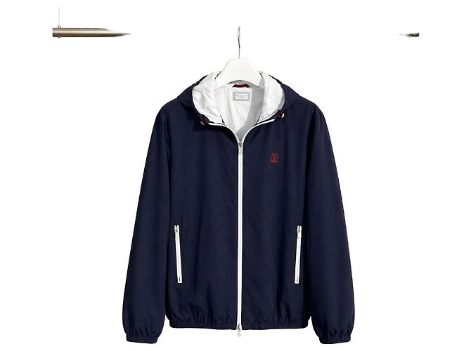 Brunello Cucinelli Giacca in nylon con cappuccio Nero