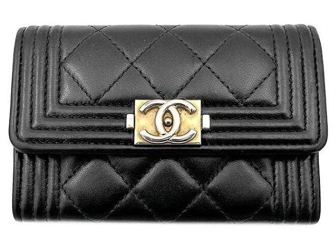 Chanel Lambskin Boy Card Wallet Black