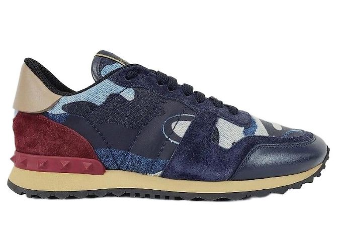 Valentino Denim Camo Rockstud Sneaker Blau