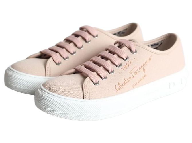 Salvatore Ferragamo Canvas Logo Sneaker Pink
